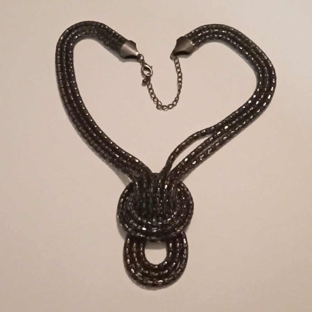 #1088. Gunmetal Toned Multi Layer Necklace.